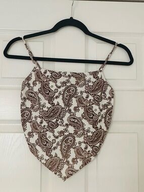 Paisley Handkerchief Cami Top - Brown on Cream
